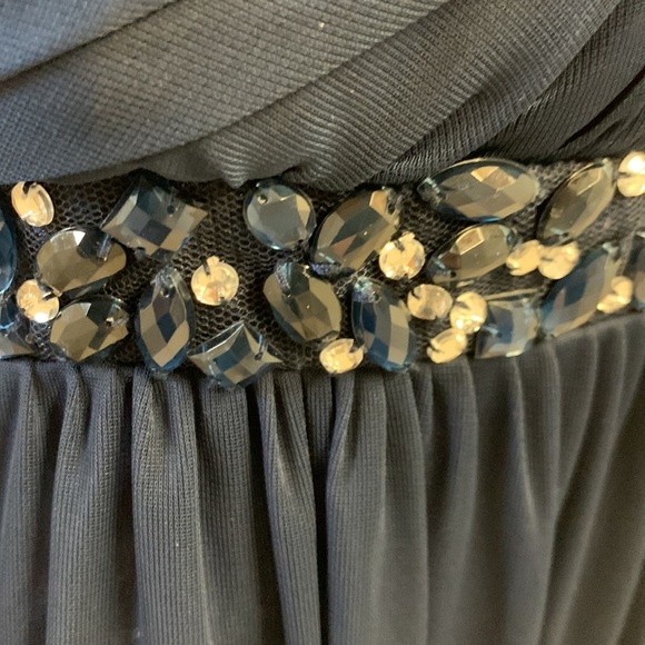 Formal Cocktail Short Navy Blue Beaded Dress women size L - Picture 8 of 14